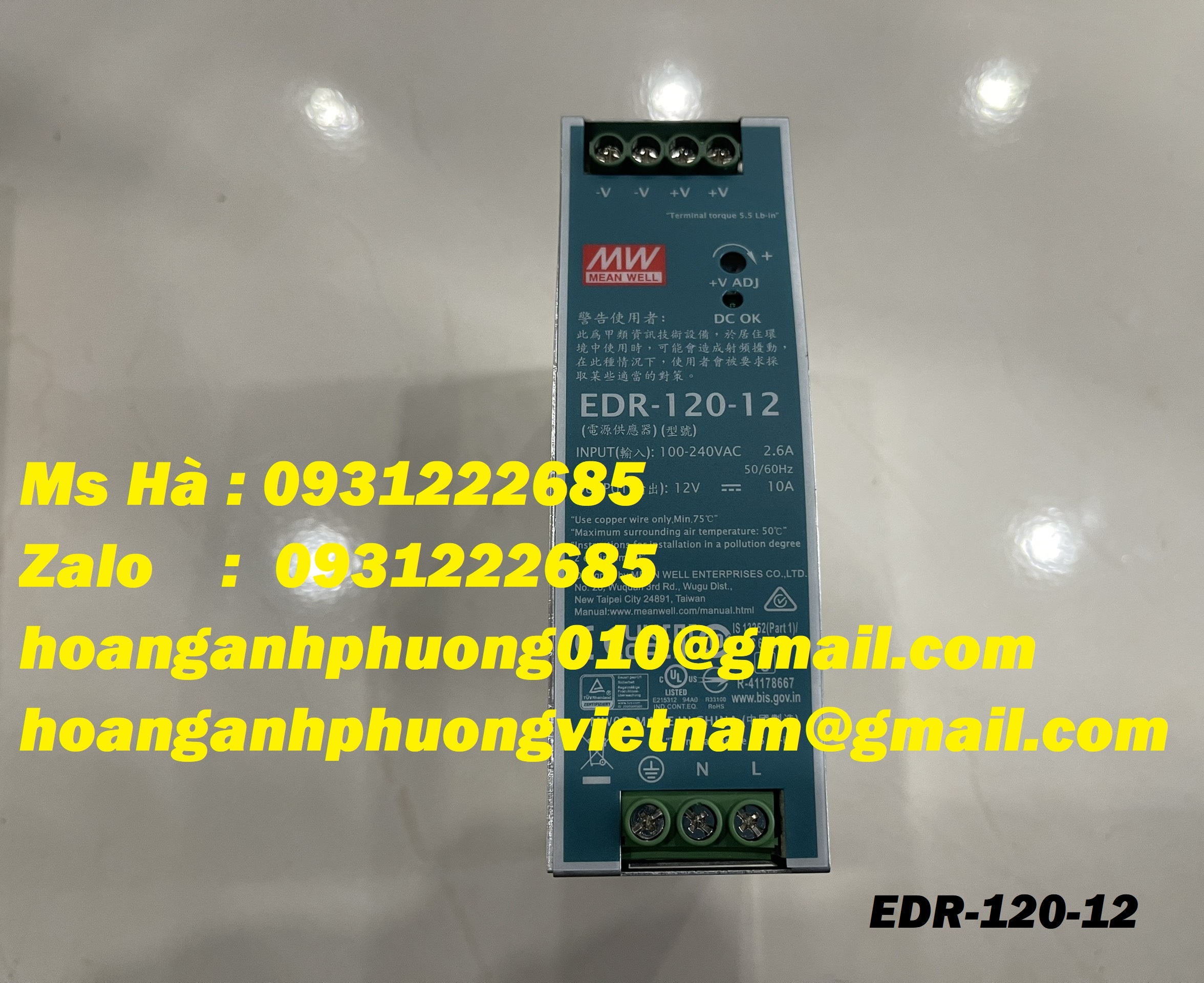 EDR-120-12 meanwell - bộ cấp nguồn 120W - bảo hành 12 tháng